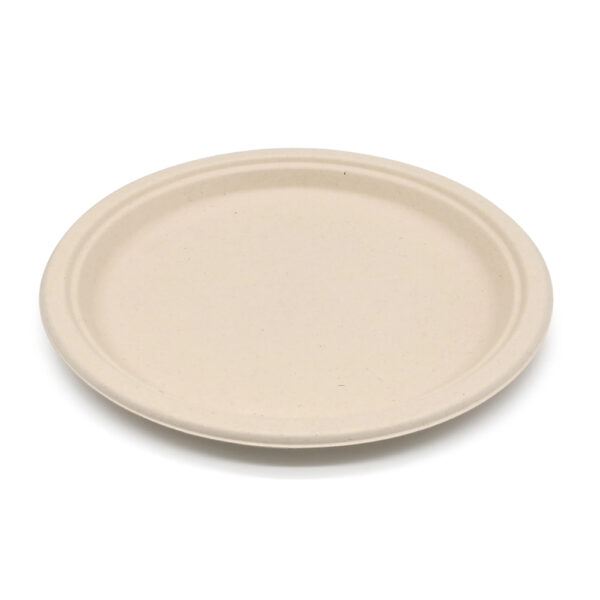 Round Bagasse-Style Molded Fiber Plate for Catering