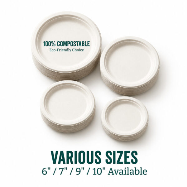 Round Molded Fiber Plates for Buffet Service Round Molded Fiber Plates for Buffet Service