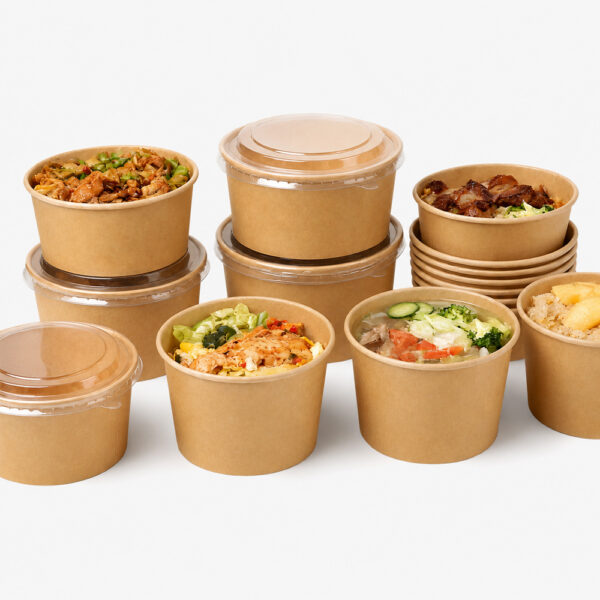 Round Paper Bowls with Clear Lids for Takeaway Meals Round Paper Bowls with Clear Lids for Takeaway Meals