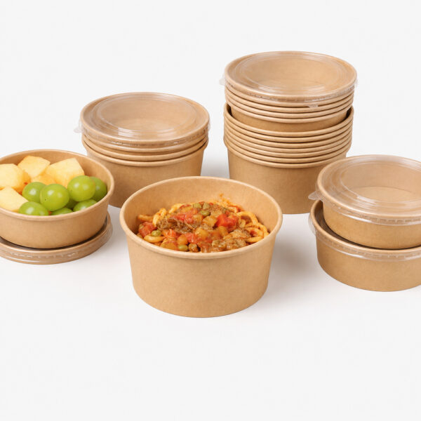 Round Paper Bowls with Clear Lids for Takeaway Meals Round Paper Bowls with Clear Lids for Takeaway Meals