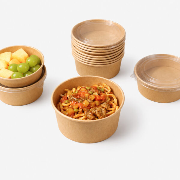 Round Paper Bowls with Clear Lids for Takeaway Meals Round Paper Bowls with Clear Lids for Takeaway Meals