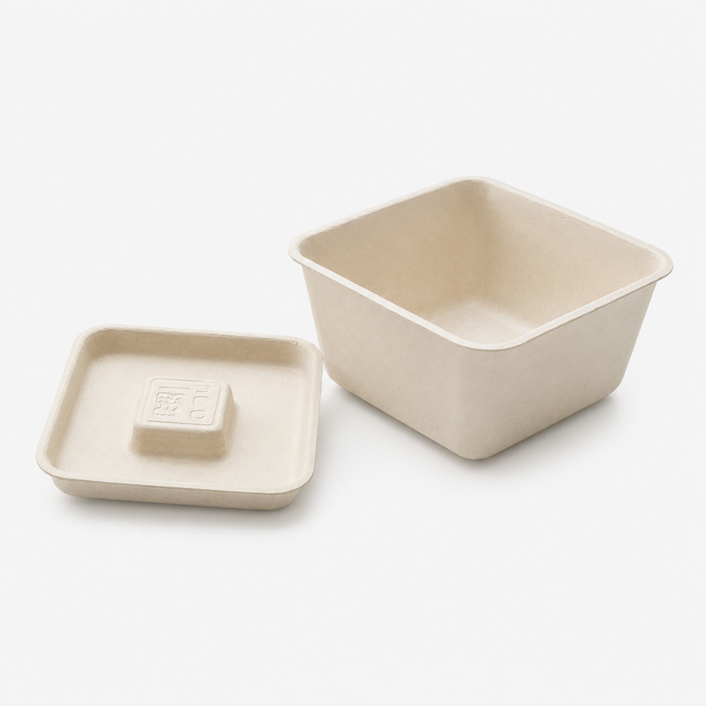 Square Bagasse-Style Sauce Cup with Separate Lid