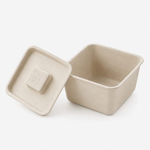 Square Bagasse-Style Sauce Cup with Separate Lid