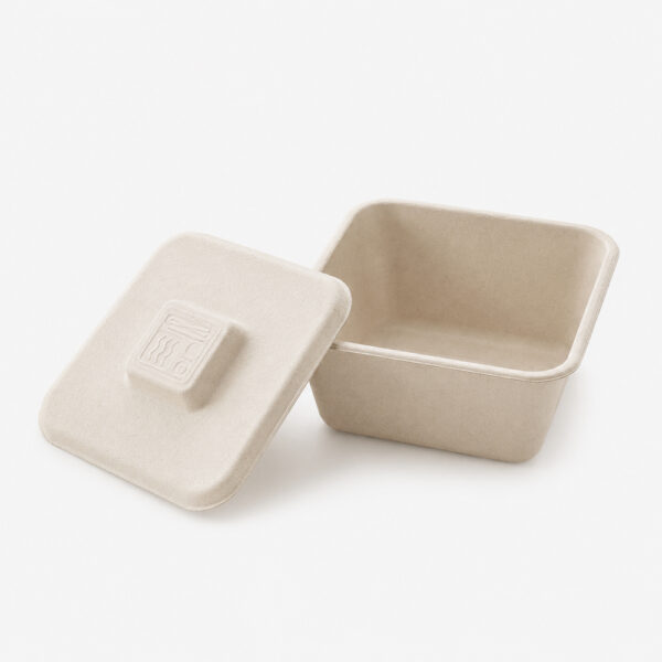Square Bagasse-Style Sauce Cup with Separate Lid