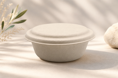 Sugarcane bagasse bowls with natural molded fiber texture for wholesale food packaging