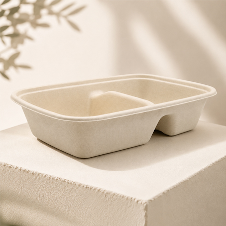 Sugarcane bagasse containers with lids for meal prep and foodservice supply