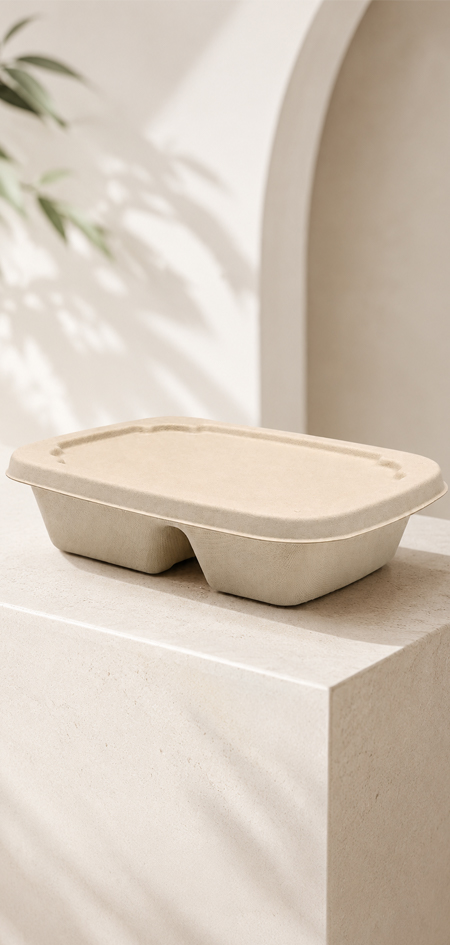 Sugarcane bagasse containers with lids for meal prep and foodservice supply
