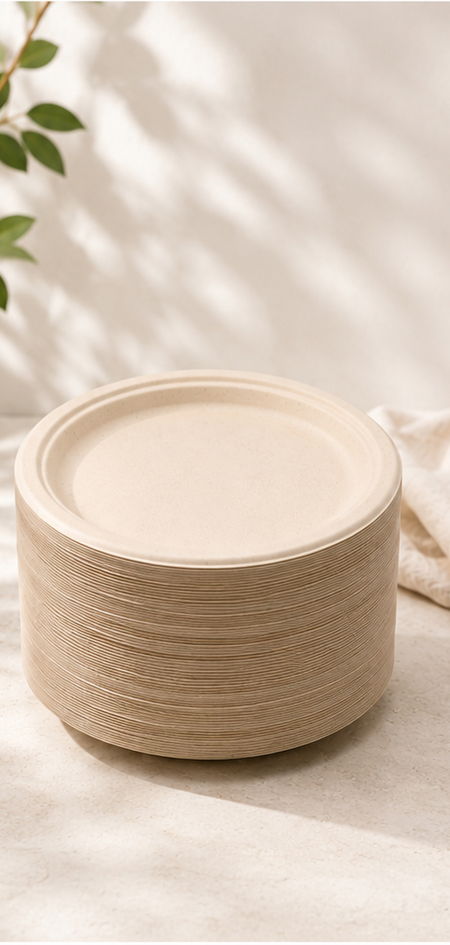 Sugarcane bagasse plates for eco-friendly disposable tableware
