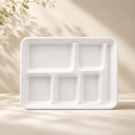 Sugarcane pulp tray for meat and deli display