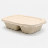 Two-Compartment Bagasse Food Container with Lid Two-Compartment Bagasse Food Container with Lid