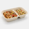 Two-Compartment Bagasse Food Container with Lid Two-Compartment Bagasse Food Container with Lid
