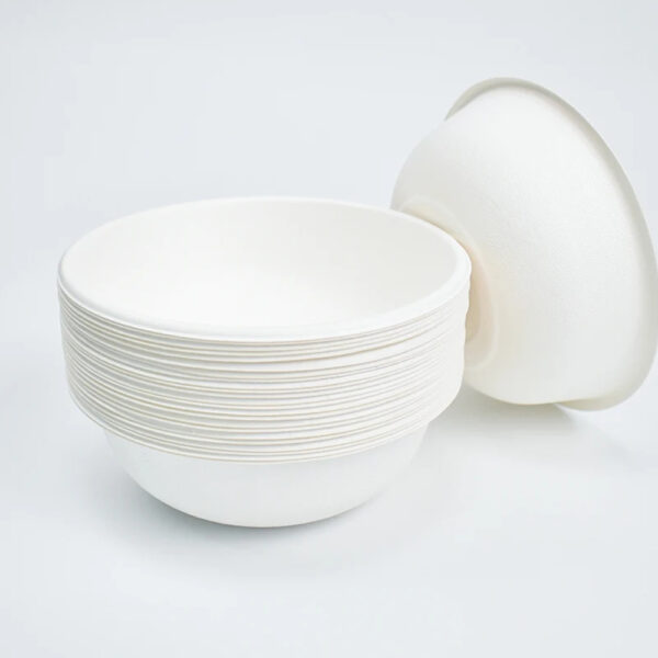 White Bagasse Bowl with Clear Lid for Takeaway Meals