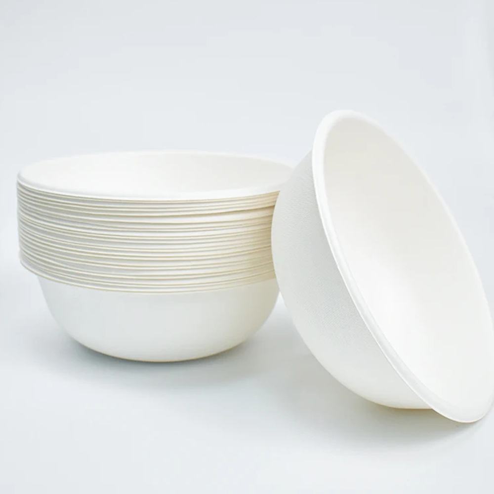 White Bagasse Bowl with Clear Lid for Takeaway Meals