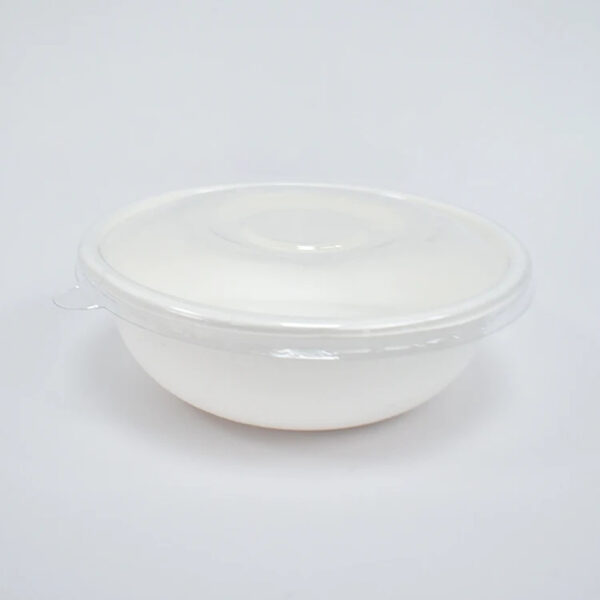White Bagasse Bowl with Clear Lid for Takeaway Meals