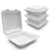 White Molded Fiber Clamshell Food Box for Takeout Meals White Molded Fiber Clamshell Food Box for Takeout Meals