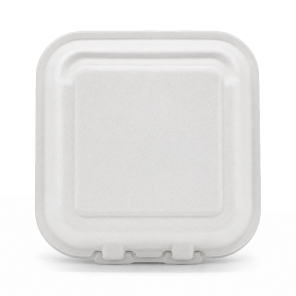 White Molded Fiber Clamshell Food Box for Takeout Meals White Molded Fiber Clamshell Food Box for Takeout Meals