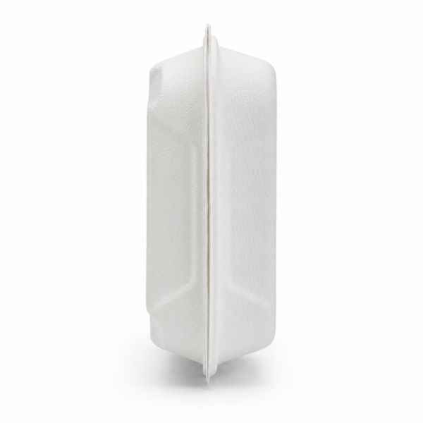 White Molded Fiber Clamshell Food Box for Takeout Meals White Molded Fiber Clamshell Food Box for Takeout Meals