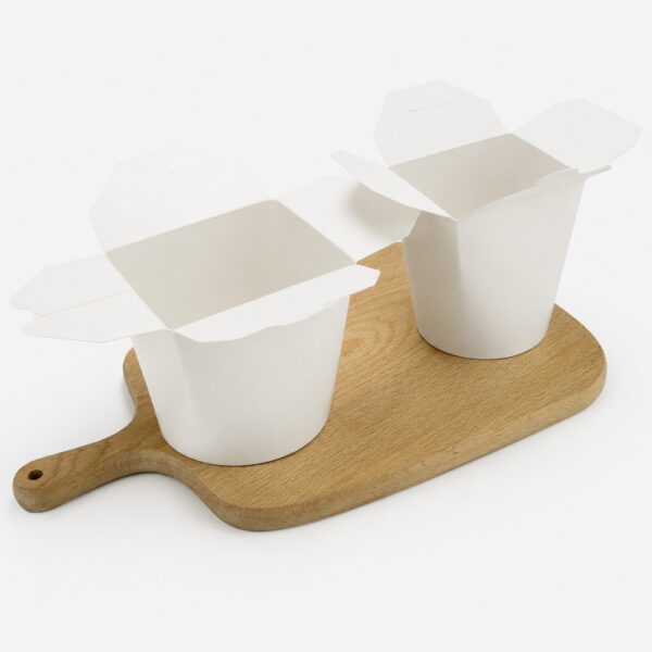 White Paper Noodle Box with Folded Lid