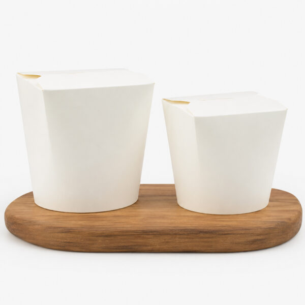 White Paper Noodle Box with Folded Lid