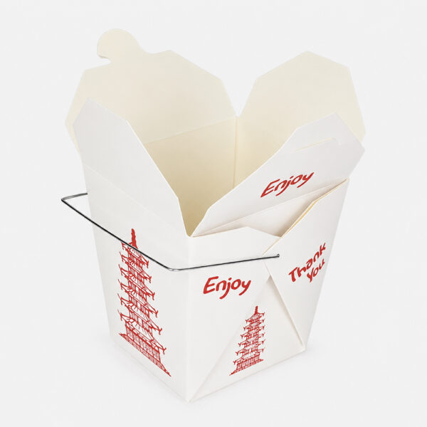 White Paper Noodle Box with Wire Handle for Takeaway White Paper Noodle Box with Wire Handle for Takeaway