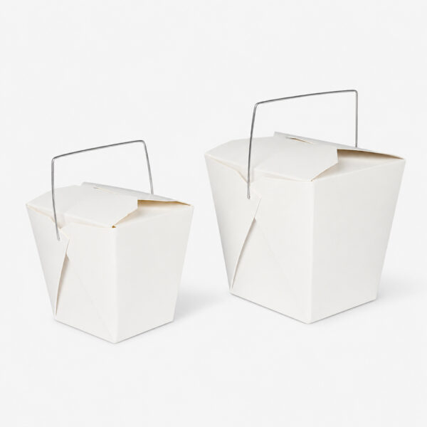 White Paper Noodle Box with Wire Handle for Takeaway White Paper Noodle Box with Wire Handle for Takeaway