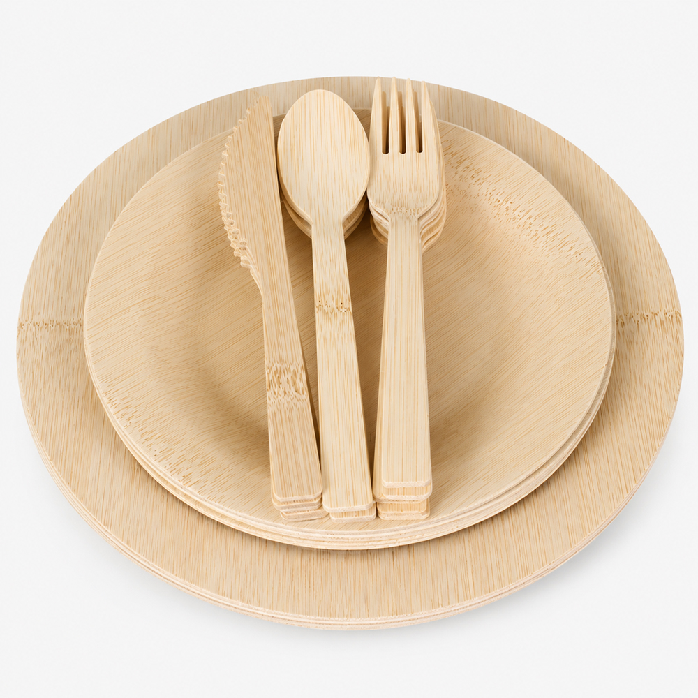 Wrapped Bamboo Cutlery Set with Paper Napkin