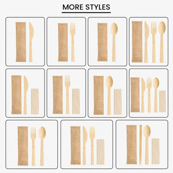 Wrapped Bamboo Cutlery Set with Paper Napkin Wrapped Bamboo Cutlery Set with Paper Napkin