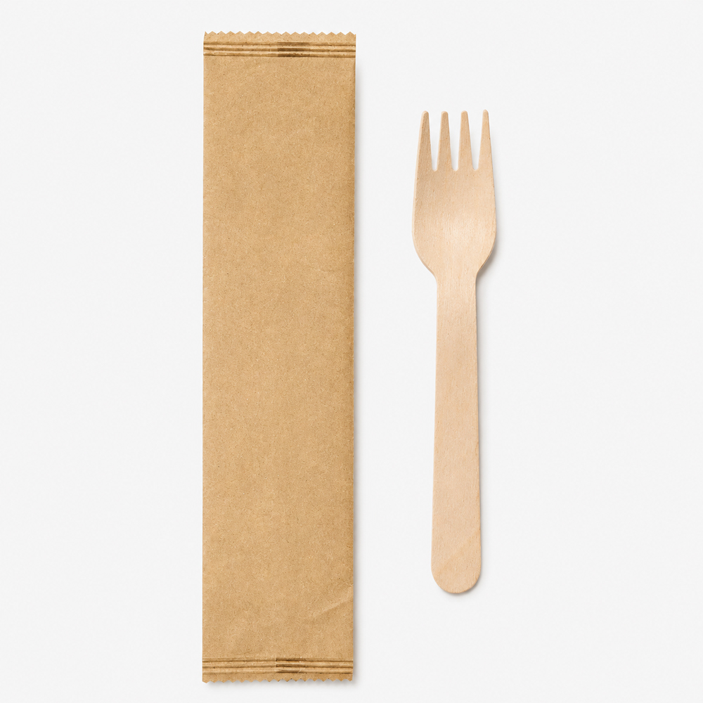 Wrapped Bamboo-Style Forks for Takeaway Meals