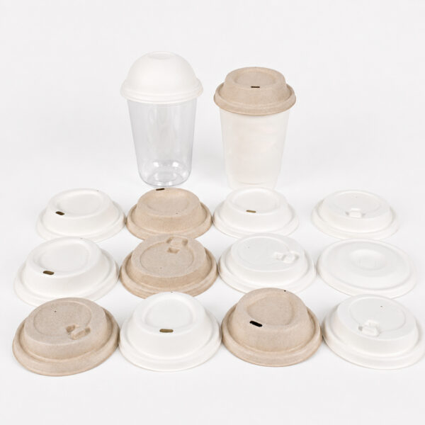 Assorted Molded Fiber Cup Lids for Beverage Service