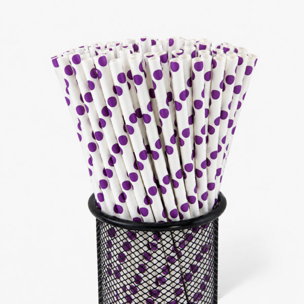 Assorted Purple Printed Paper Straws for Drink Service