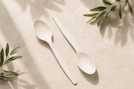 Assorted disposable spoons for restaurant and distributor orders