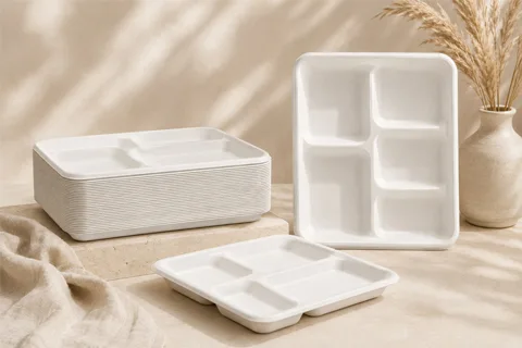 Bagasse food trays for wholesale catering and meal service