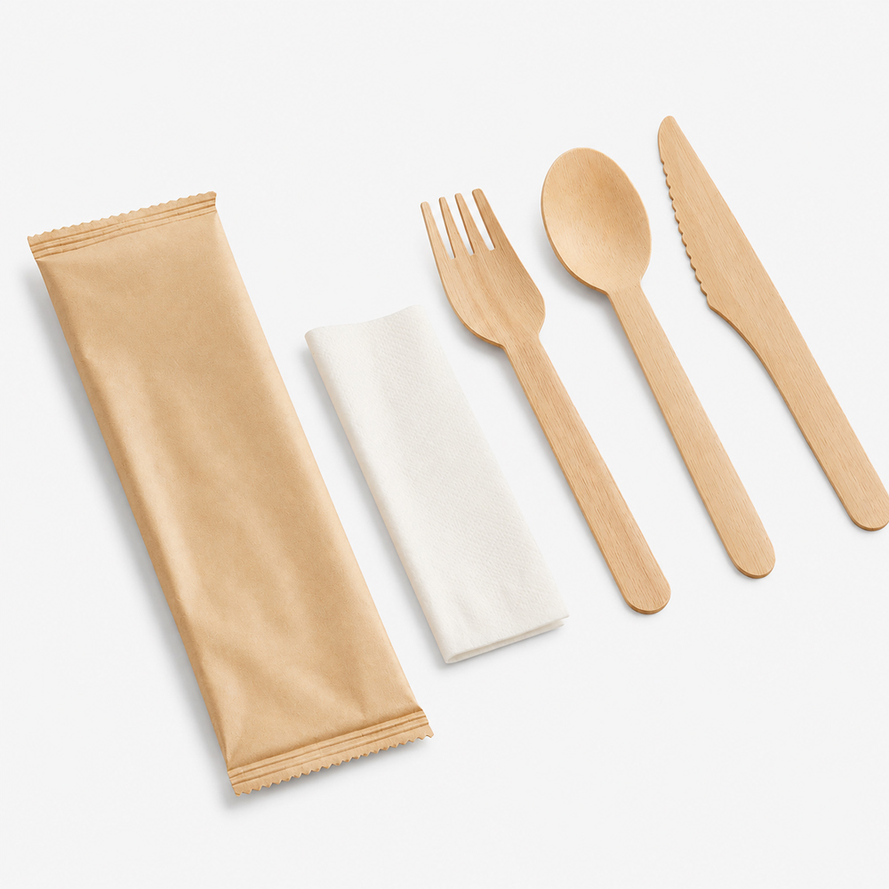 Bamboo Disposable Cutlery Set for Foodservice Use
