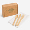 Bamboo Disposable Cutlery Set in Kraft Retail Box Bamboo Disposable Cutlery Set in Kraft Retail Box
