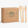 Bamboo Disposable Cutlery Set in Kraft Retail Box Bamboo Disposable Cutlery Set in Kraft Retail Box
