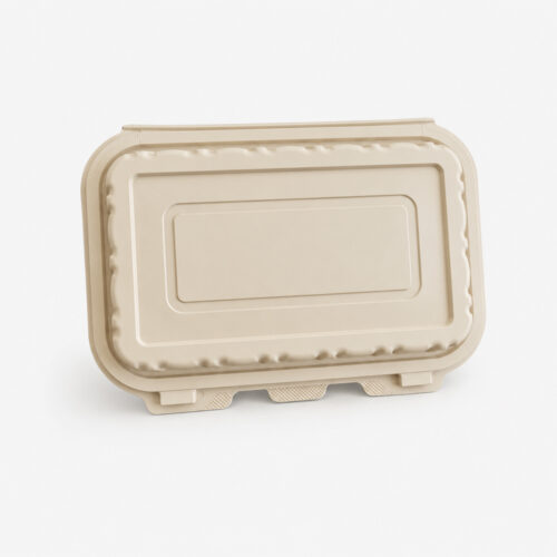 Bamboo Fiber 2-Compartment Meal Tray with Hinged Lid