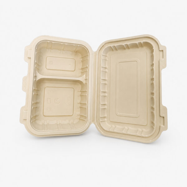 Bamboo Fiber 2-Compartment Meal Tray with Hinged Lid