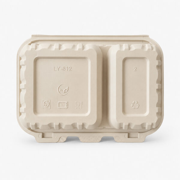 Bamboo Fiber 2-Compartment Meal Tray with Hinged Lid