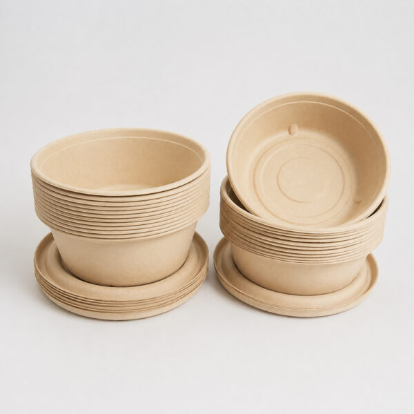 Bamboo Fiber Bowl with Fitted Lid for Takeaway Meals Bamboo Fiber Bowl with Fitted Lid for Takeaway Meals