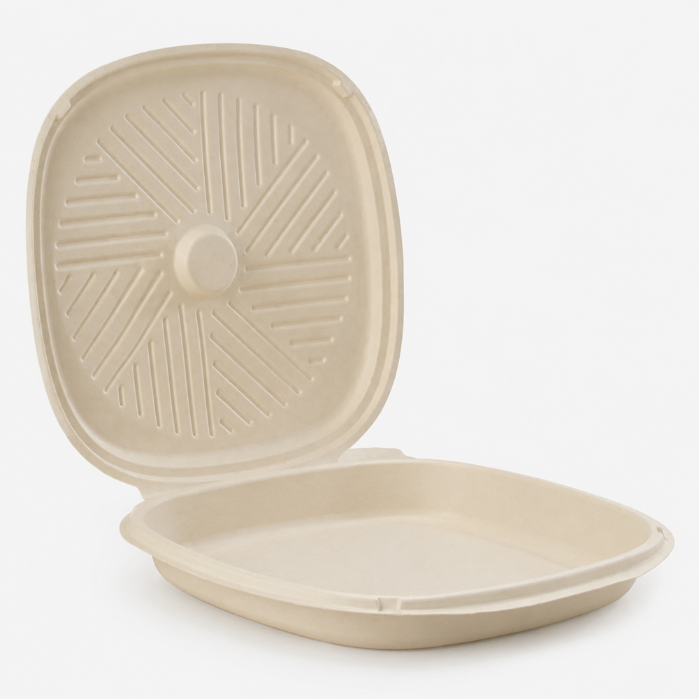 Bamboo Fiber Clamshell Box for Takeaway Pizza Meals