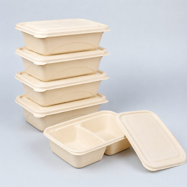 Bamboo Fiber Food Container with Lid for Takeaway Meals Bamboo Fiber Food Container with Lid for Takeaway Meals