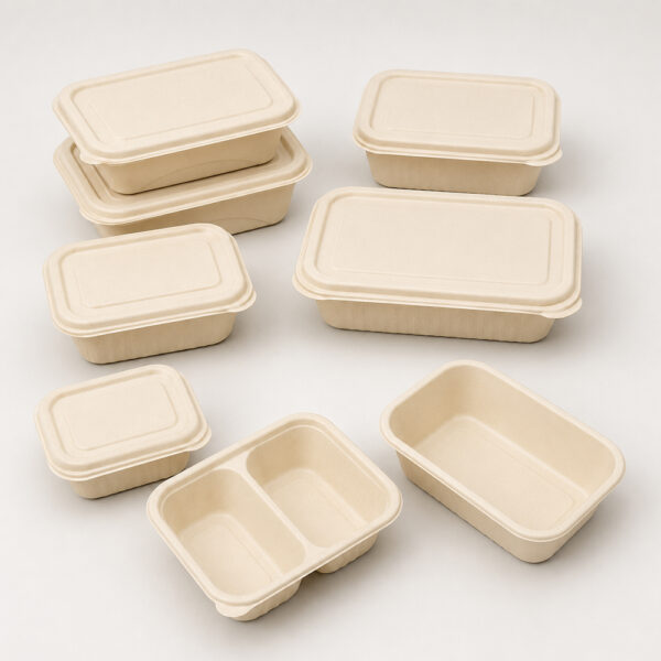 Bamboo Fiber Food Container with Lid for Takeaway Meals Bamboo Fiber Food Container with Lid for Takeaway Meals