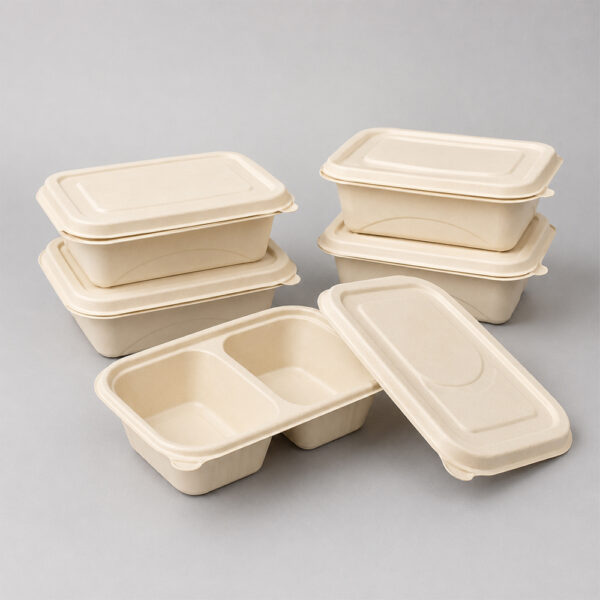 Bamboo Fiber Food Container with Lid for Takeaway Meals Bamboo Fiber Food Container with Lid for Takeaway Meals