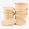 Bamboo Fiber Kraft Paper Bowl with Lid for Takeaway