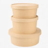 Bamboo Fiber Kraft Paper Bowl with Lid for Takeaway