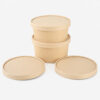 Bamboo Fiber Kraft Paper Bowl with Lid for Takeaway