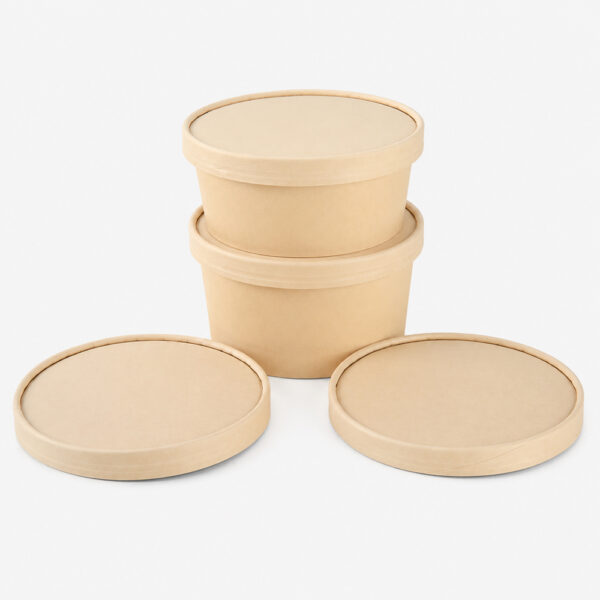 Bamboo Fiber Kraft Paper Bowl with Lid for Takeaway