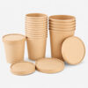 Bamboo Fiber Kraft Paper Soup Bowl with Vented Lid
