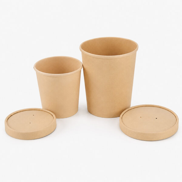 Bamboo Fiber Kraft Paper Soup Bowl with Vented Lid