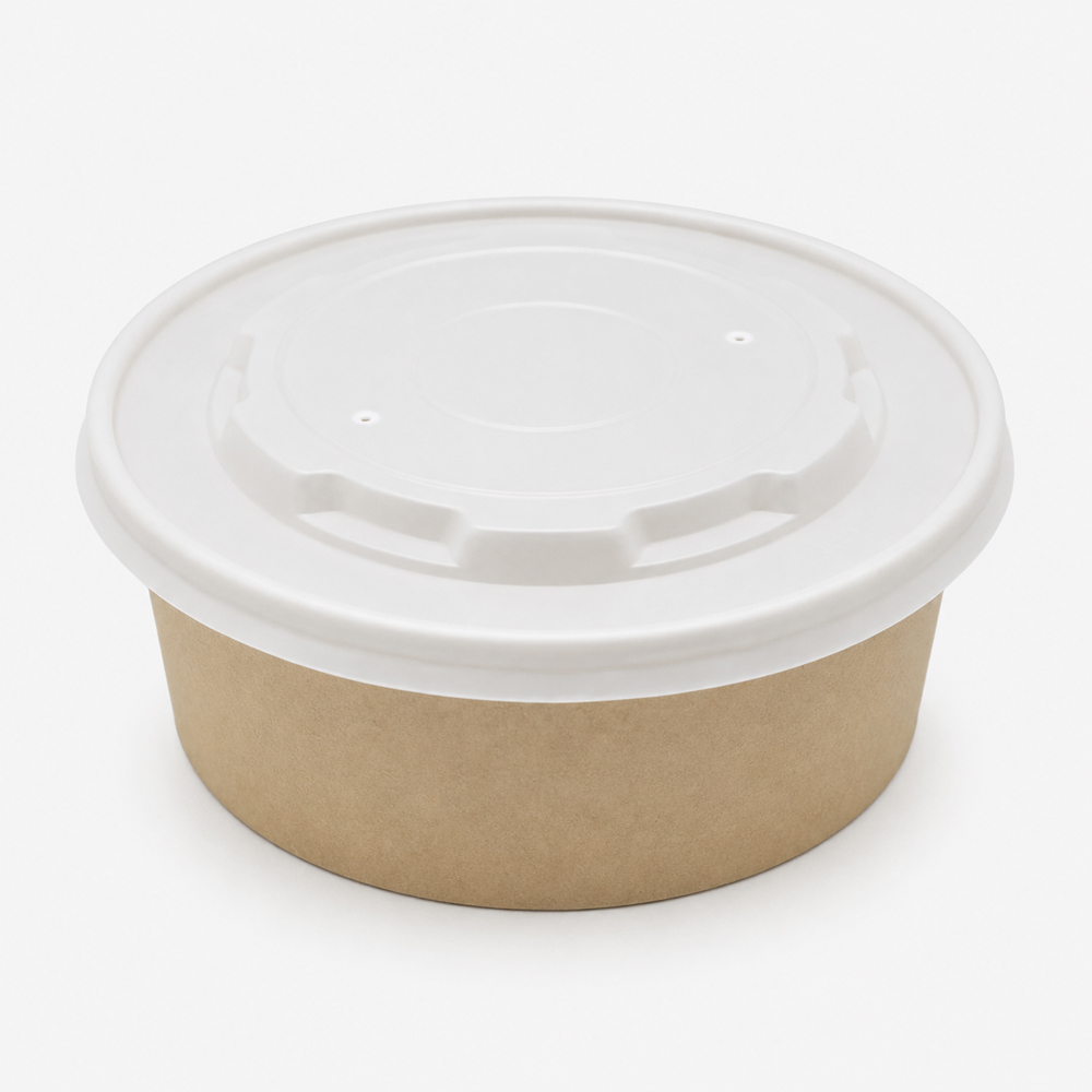 Bamboo Fiber Paper Bowl with Fitted Lid for Takeaway